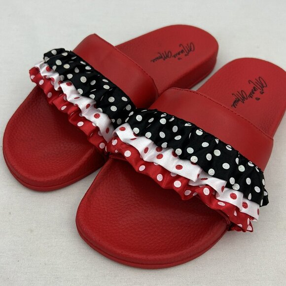 LICENSED DISNEY MINNIE MOUSE WOMENS SLIDES SANDALS SIZE 5-6 - Picture 2 of 2